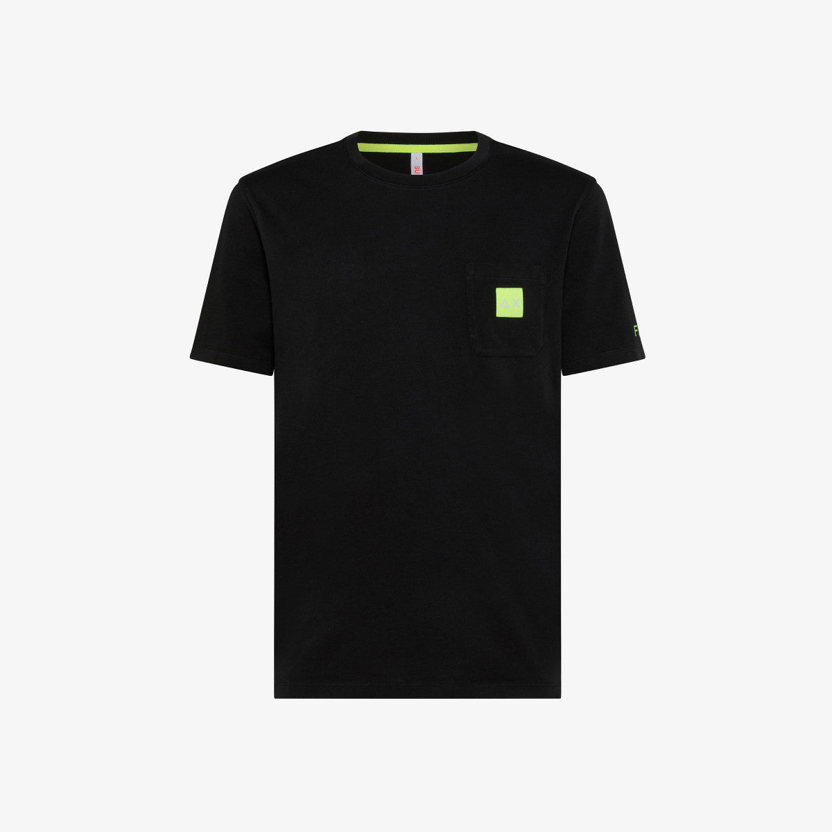 T-Shirt con Taschino e Logo Fluo Sun68 / Nero - Ideal Moda