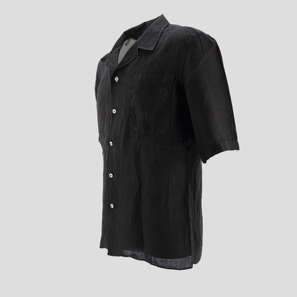 Camicia in Lino Mezze Maniche / Nero - Ideal Moda
