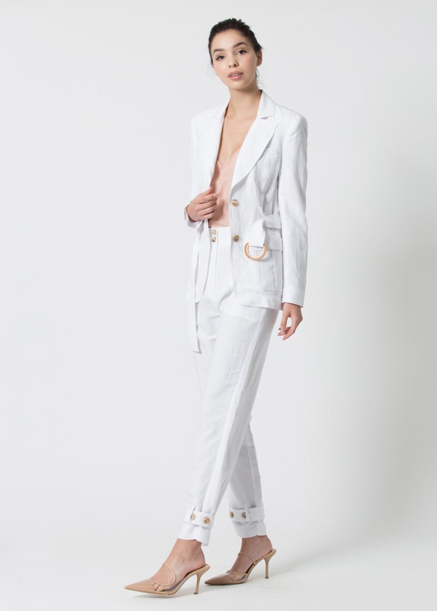 Giacca Kocca con Cintura / Bianco - Ideal Moda