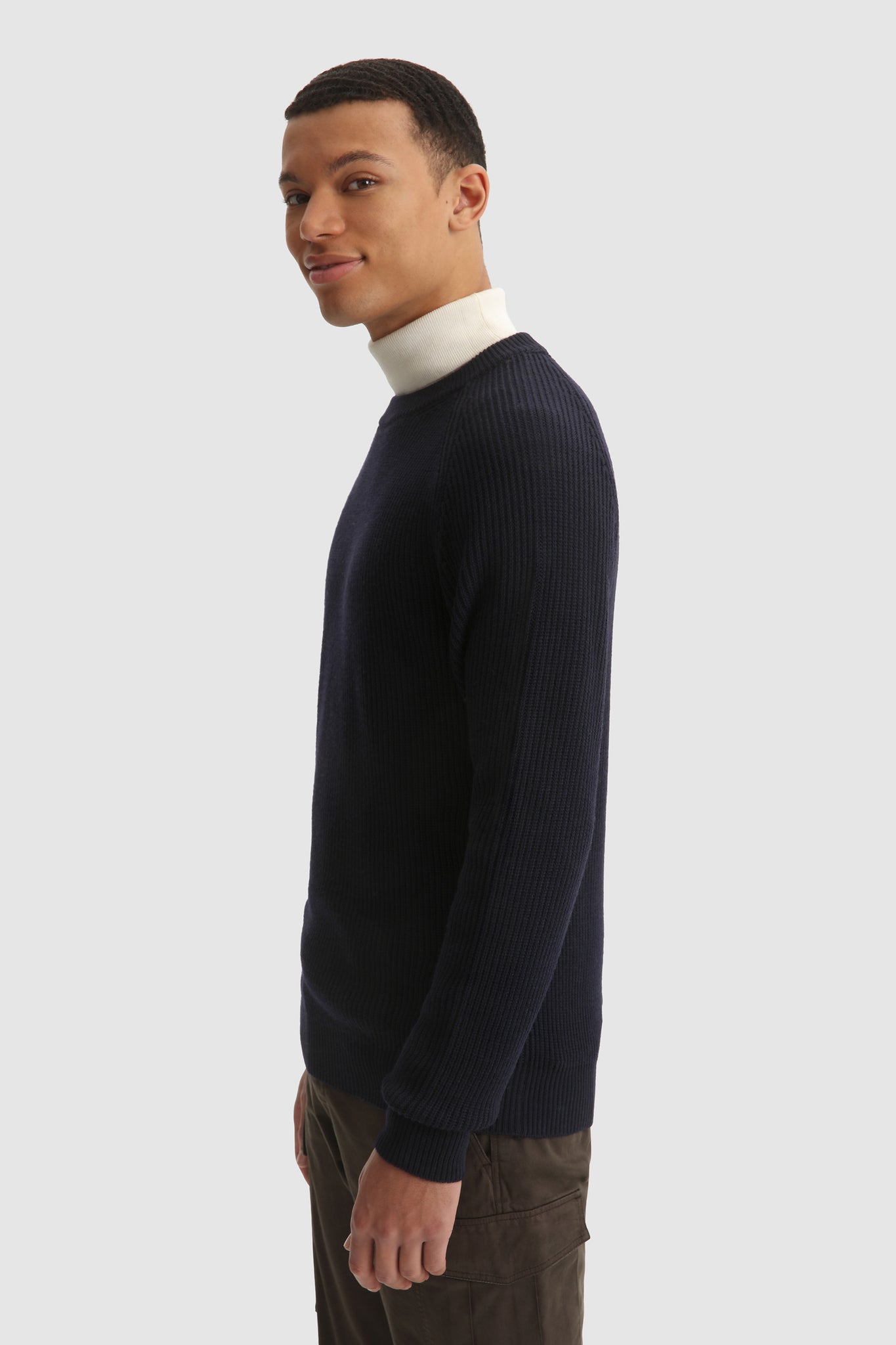 Maglione Woolrich a coste / Blu - Ideal Moda