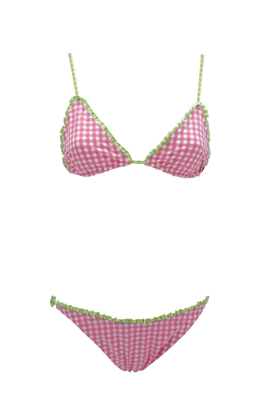 Bikini Vichy a Triangolo / Rosa - Ideal Moda
