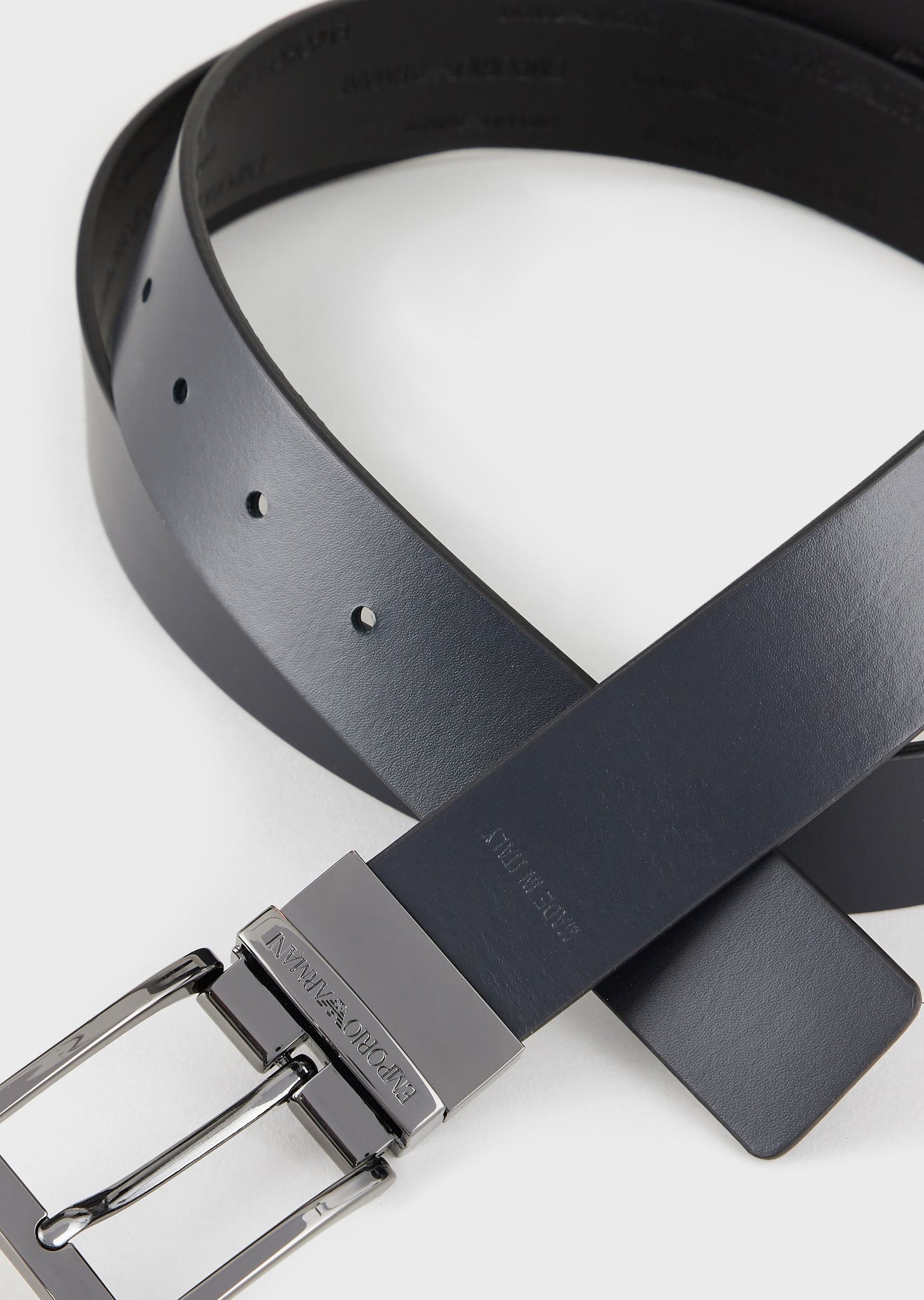 Cintura in pelle con logo embossed all over / Nero - Ideal Moda