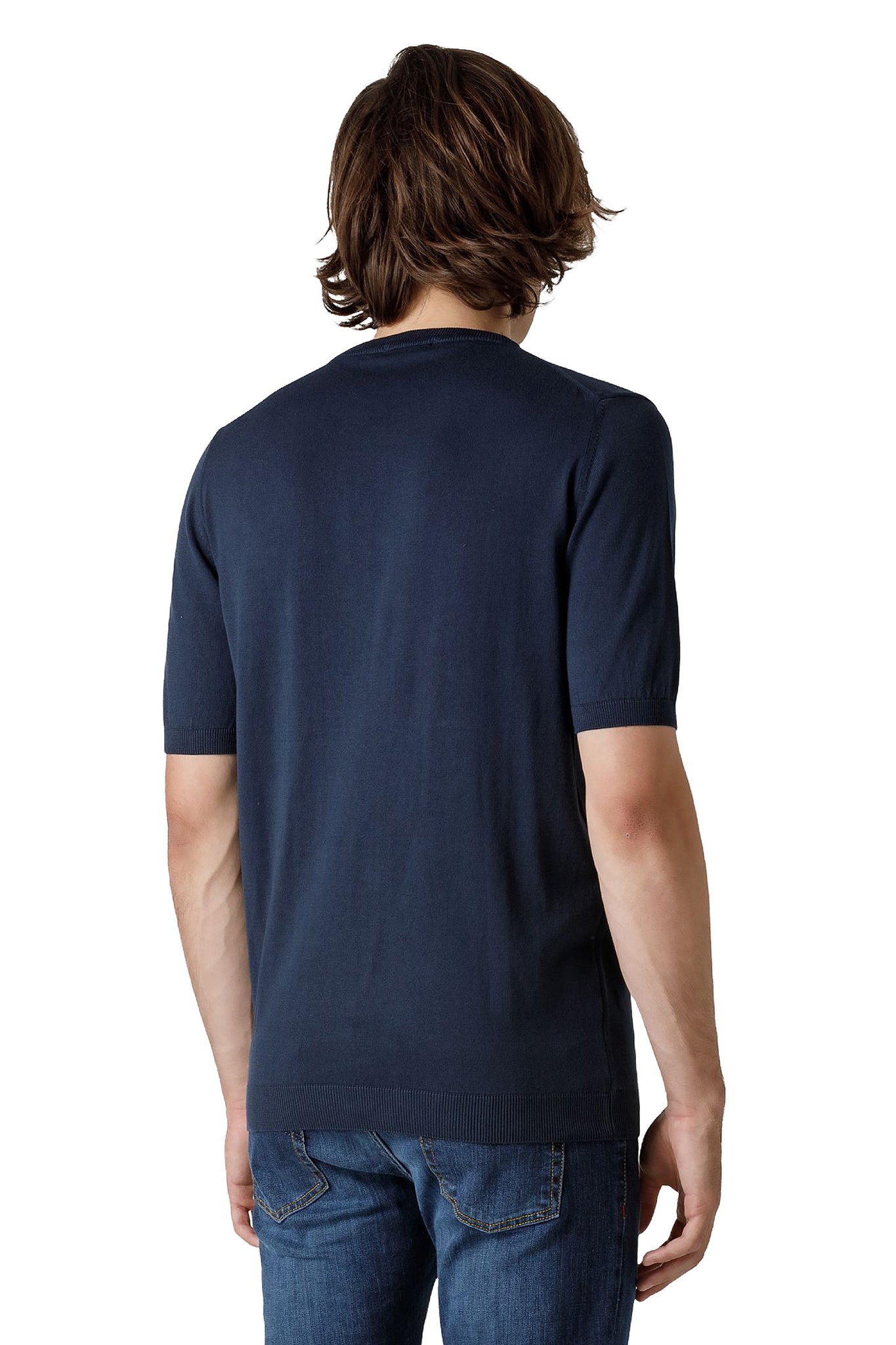T-Shirt in Filo di Cotone Hyrcus / Blu - Ideal Moda