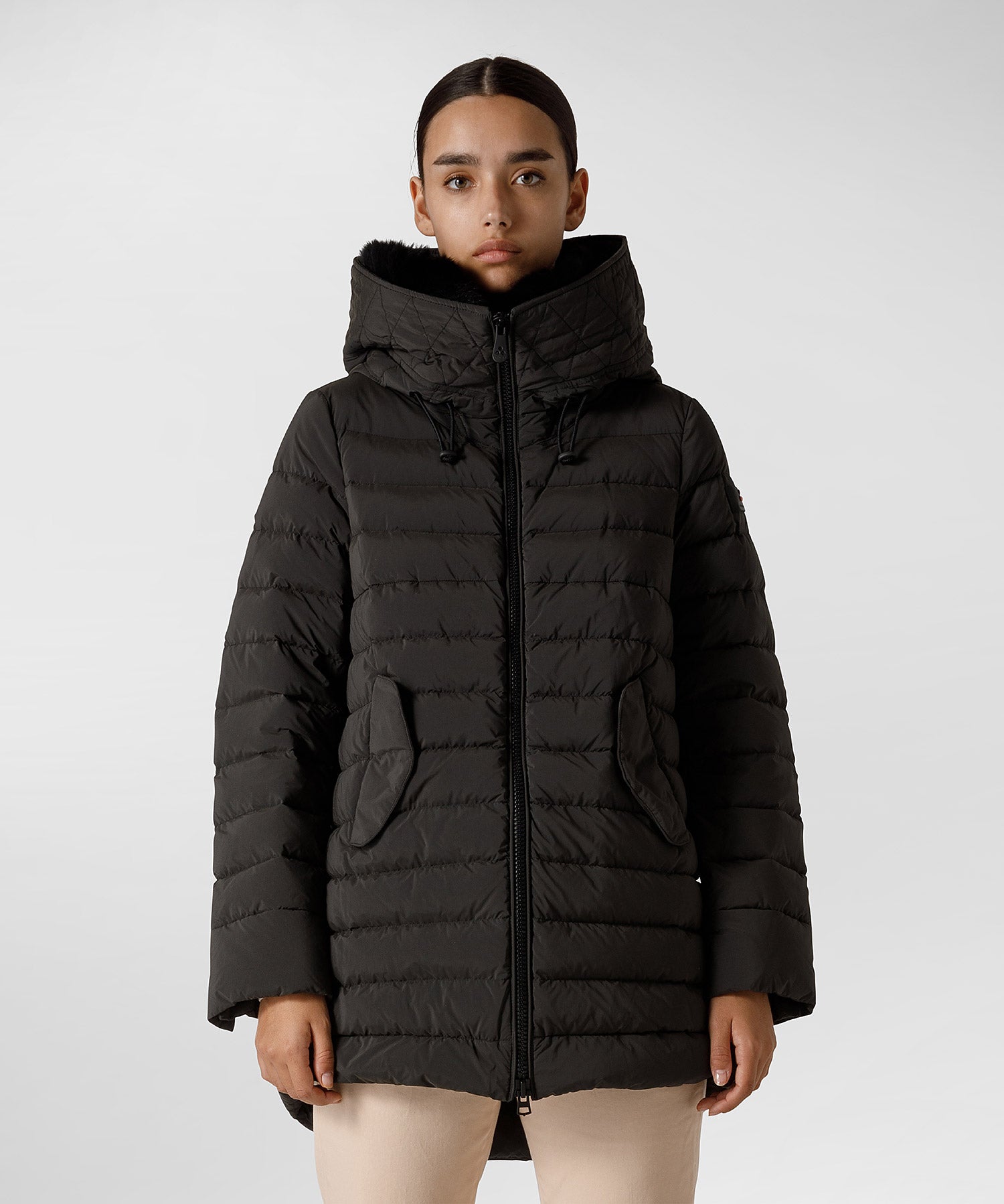 Piumino Peuterey Lungo con Pelliccia / Nero - Ideal Moda