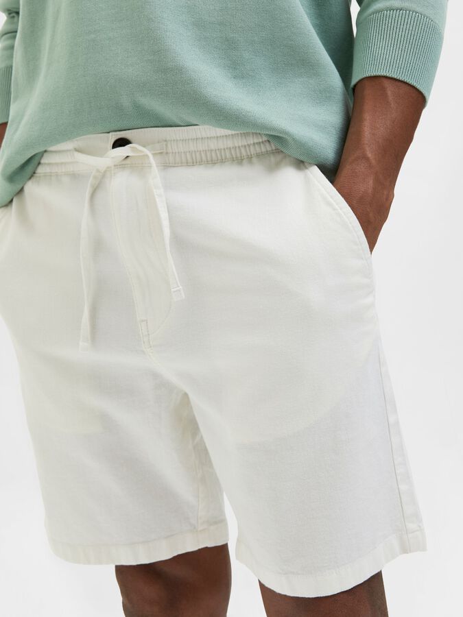 Shorts Selected in Misto Lino / Bianco - Ideal Moda