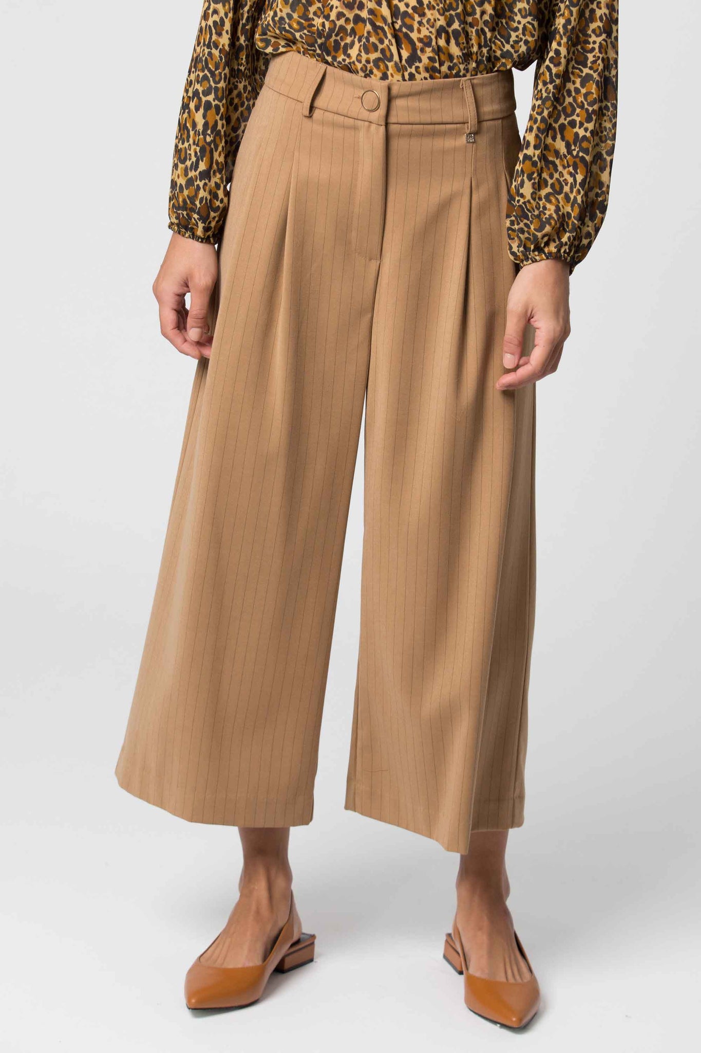 Pantalone a Righe Koca / Beige - Ideal Moda