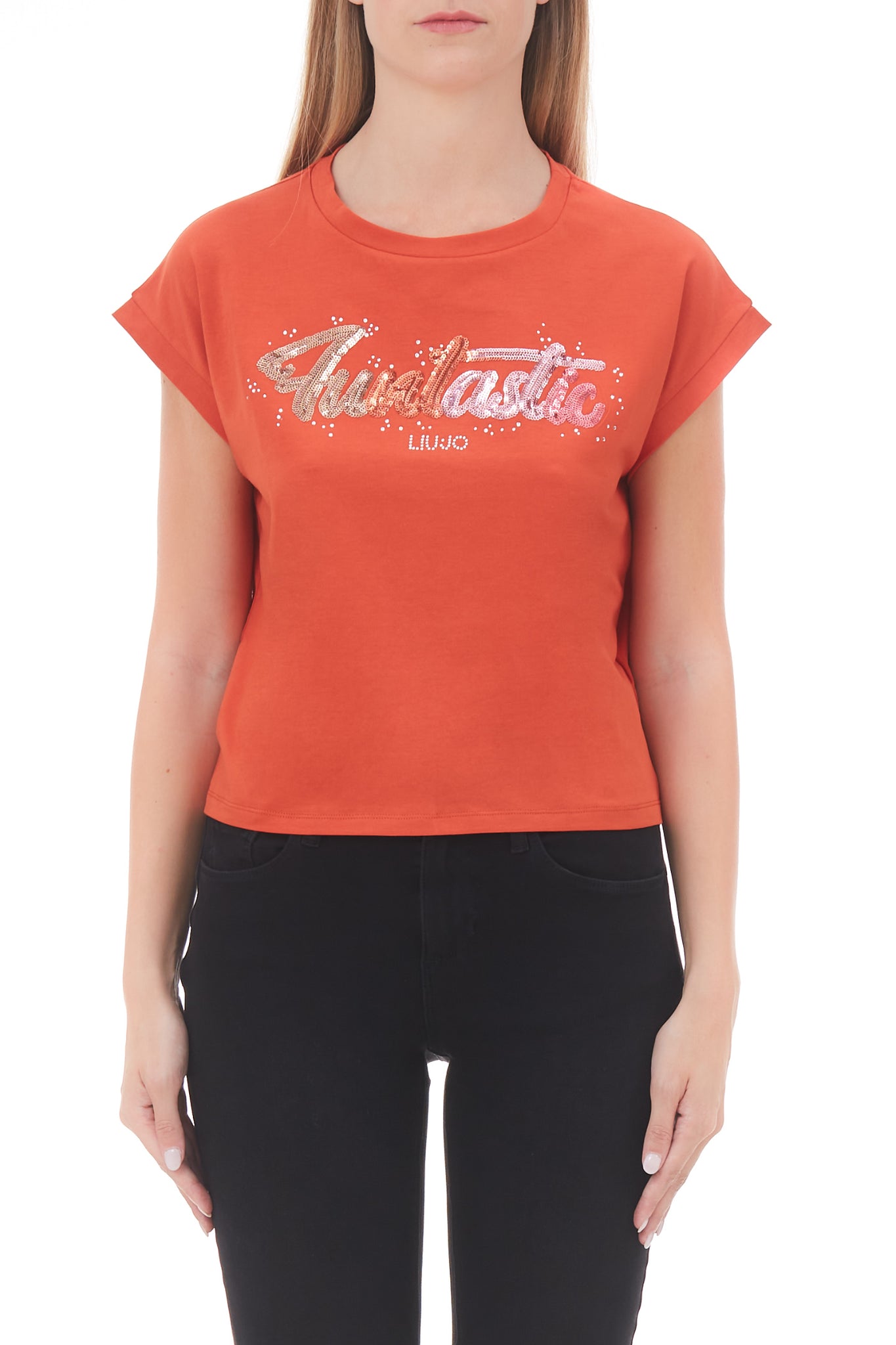 T-Shirt Liu Jo con Logo / Arancione - Ideal Moda