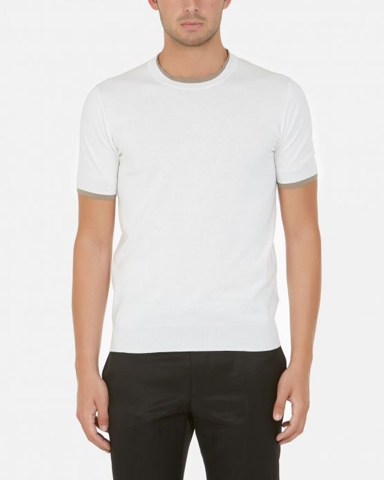 Maglia con profili a contrasto / Bianco - Ideal Moda