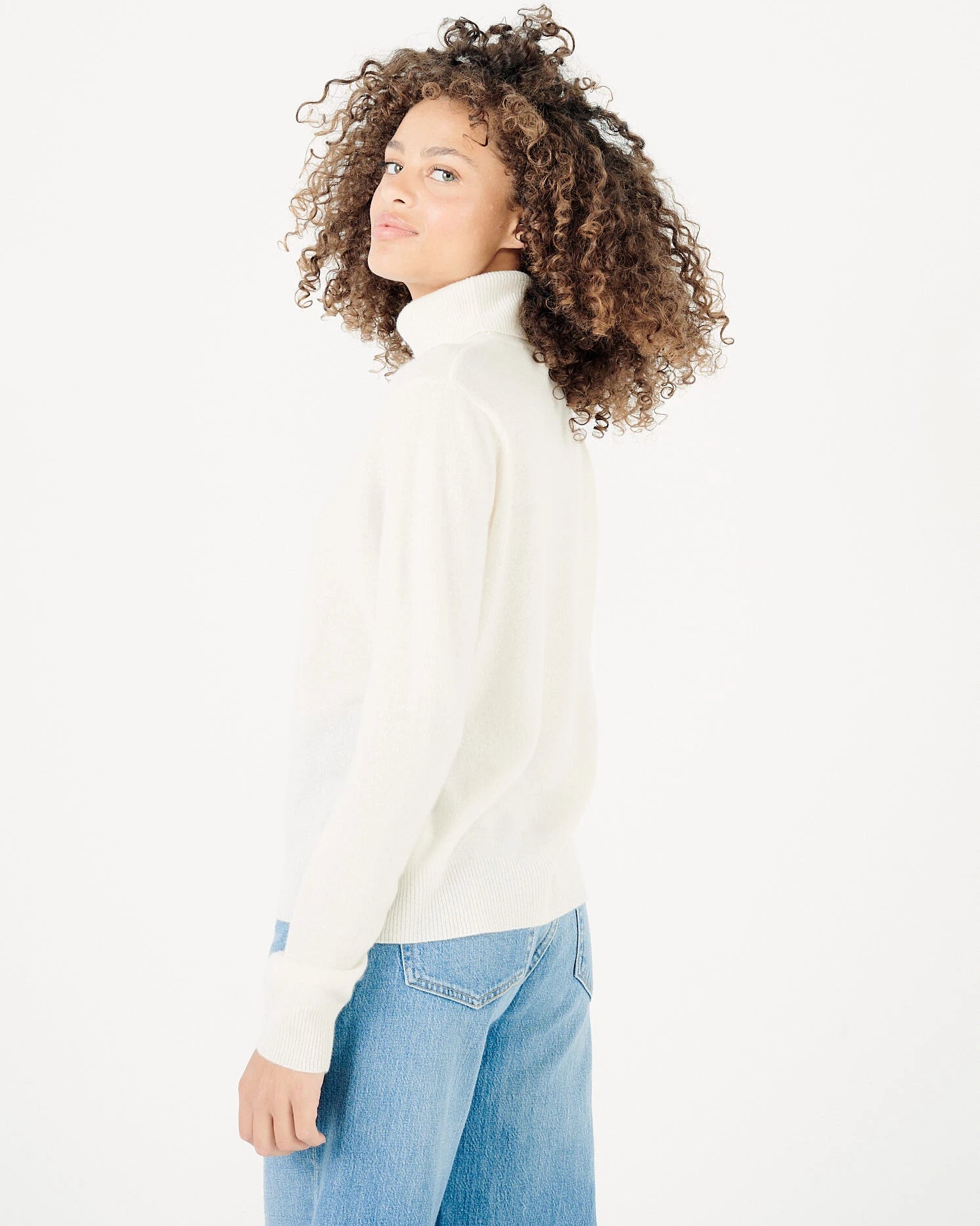 Maglia a Collo Alto in Cashmere / Beige - Ideal Moda