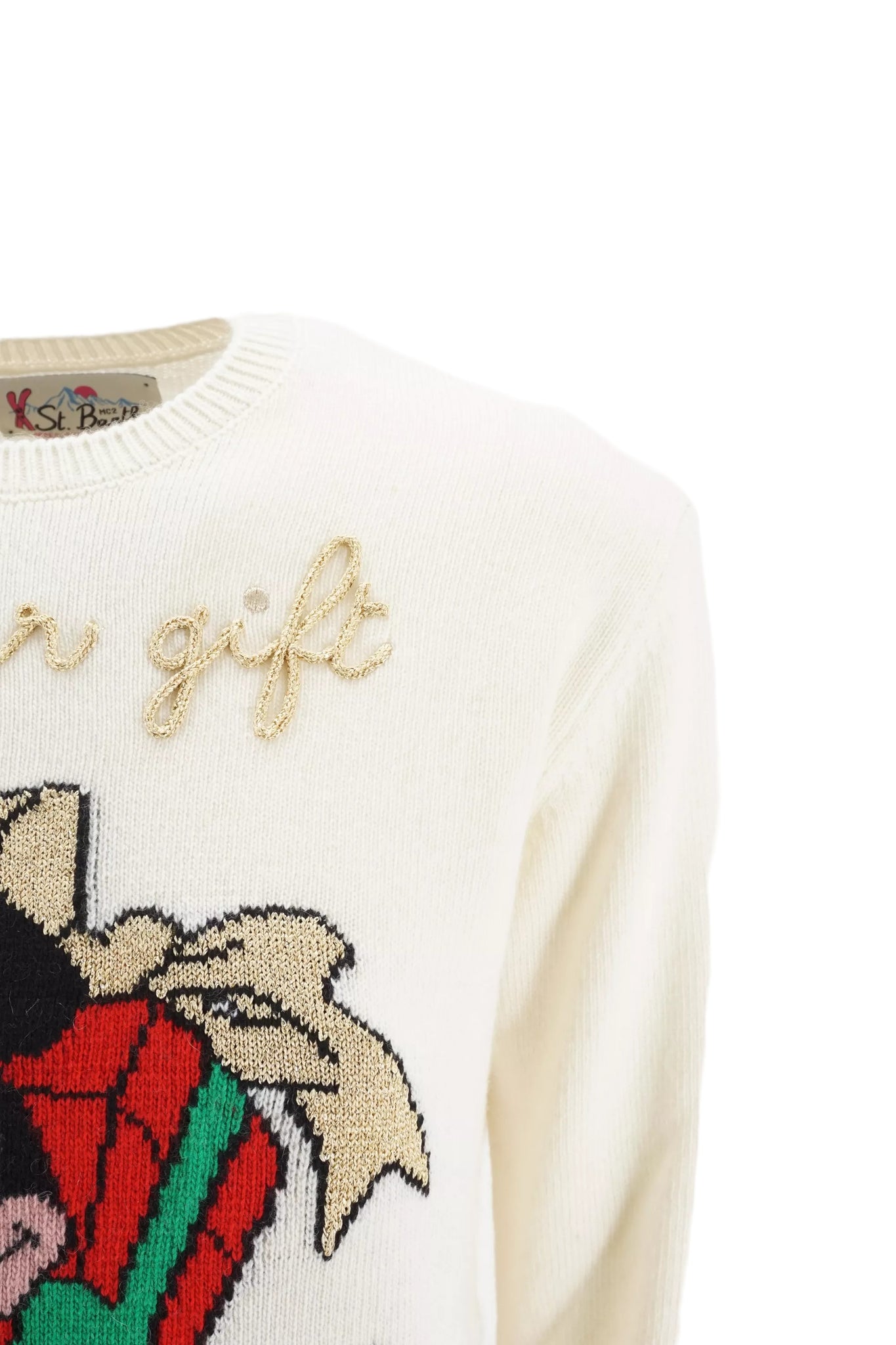Maglia Girocollo con Ricamo Mc2 Saint Barth / Bianco - Ideal Moda