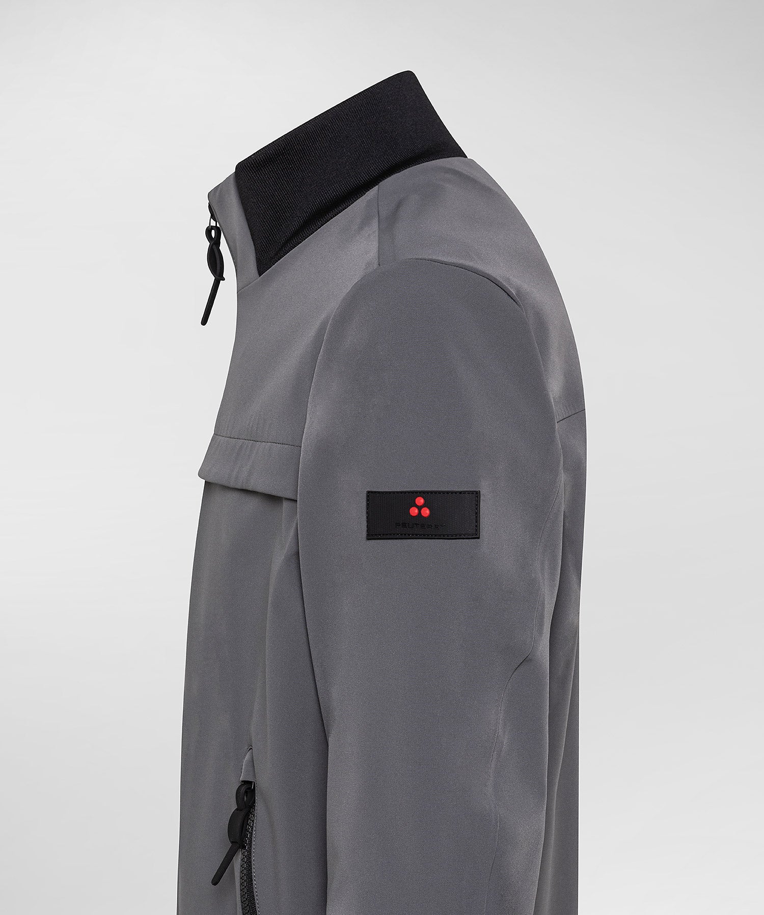 Bomber Liscio in Tessuto Stretch / Grigio - Ideal Moda