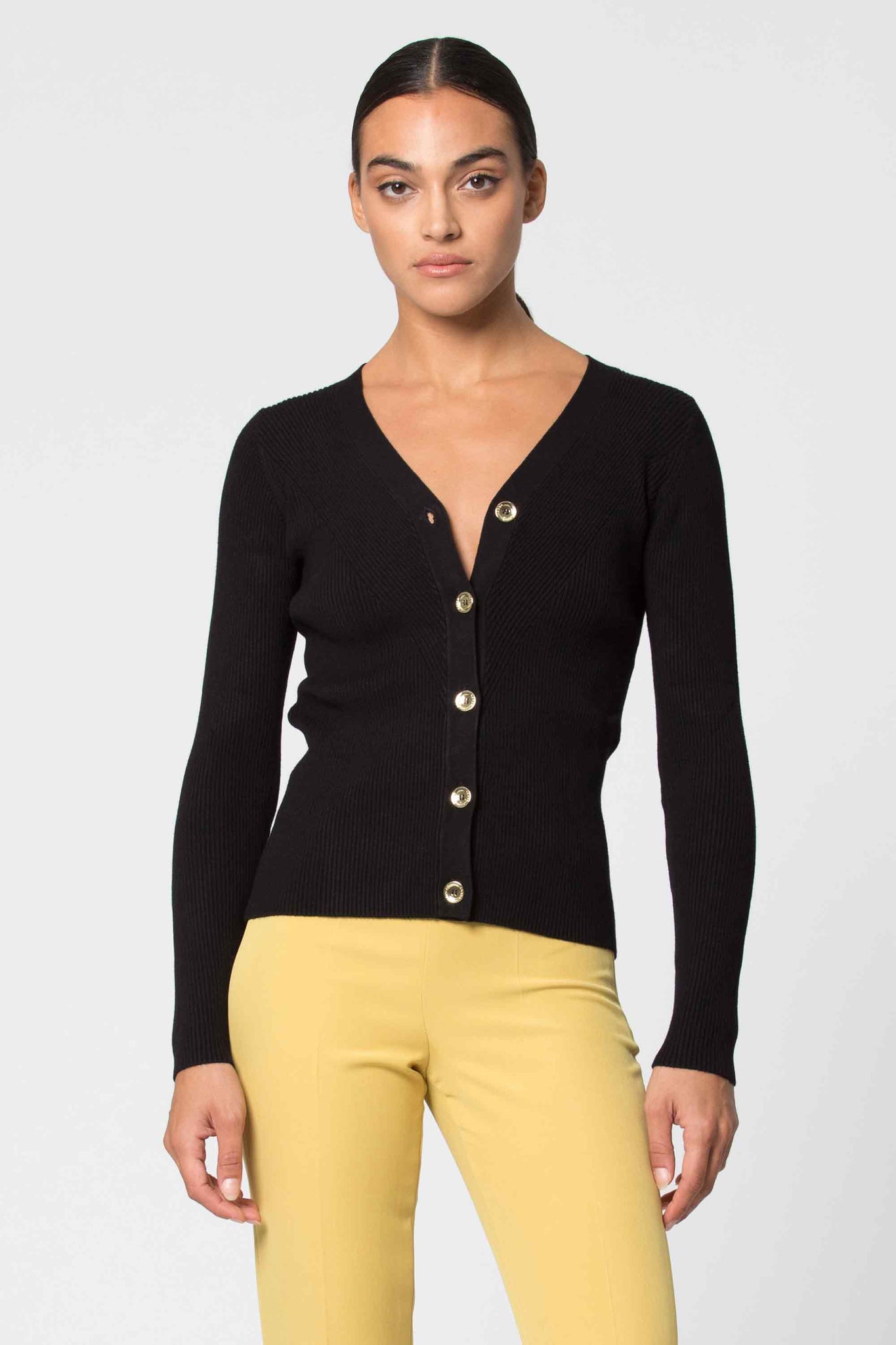 Cardigan con Bottoni Kocca / Nero - Ideal Moda