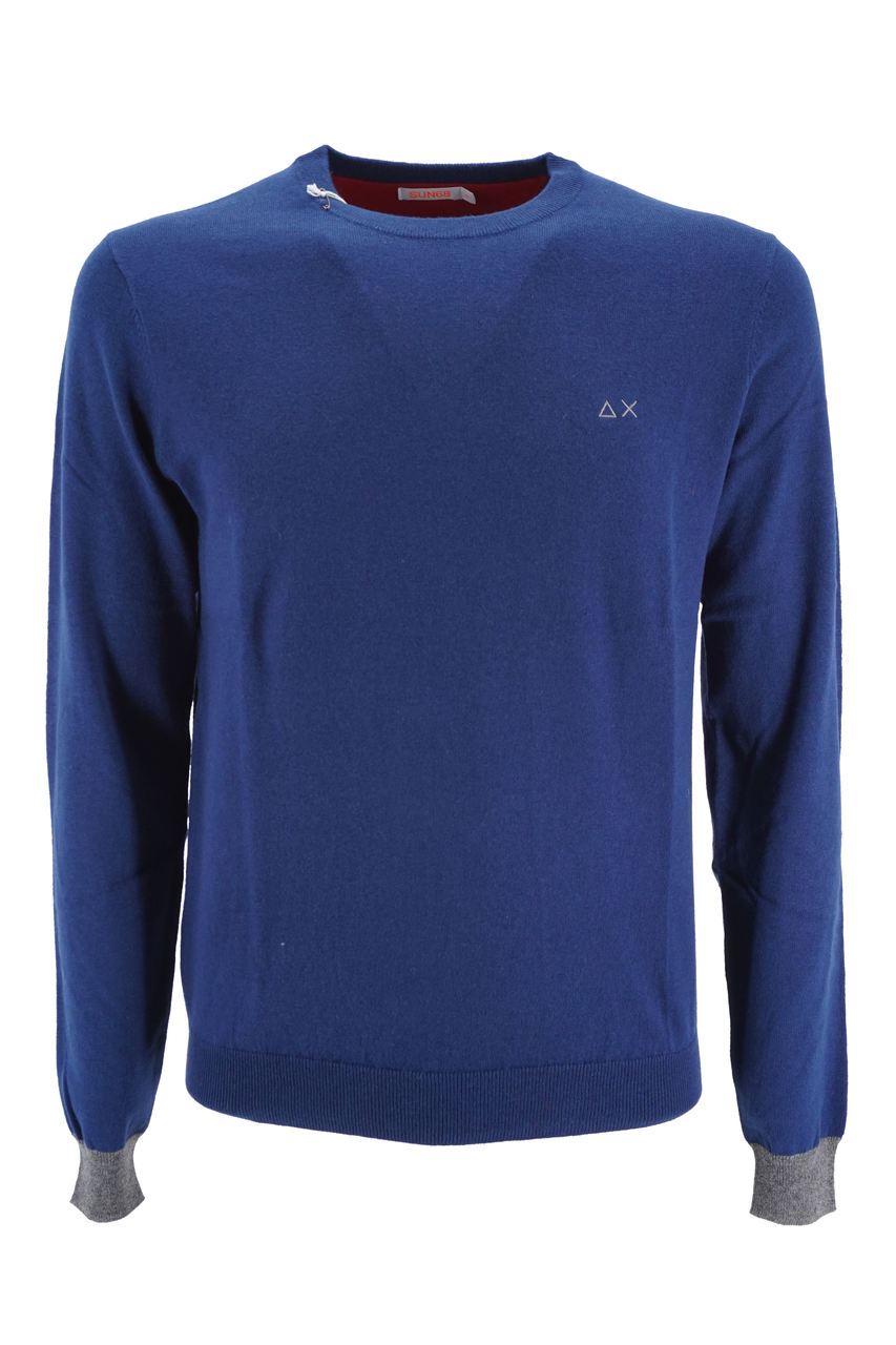Maglia Sun 68 Polsini a Contrasto / Blu - Ideal Moda