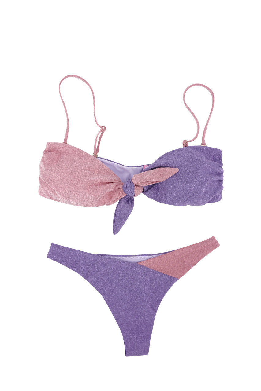 Bikini a Fascia con Brasiliana / Viola - Ideal Moda