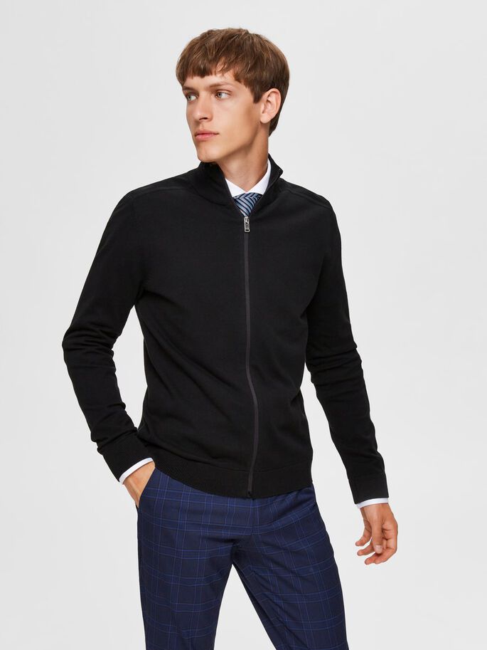 Cardigan Selected con Zip / Nero - Ideal Moda
