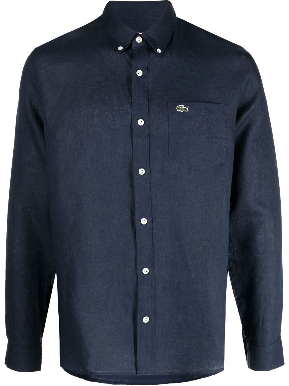 Camicia in Lino con Logo Lacoste / Blu - Ideal Moda