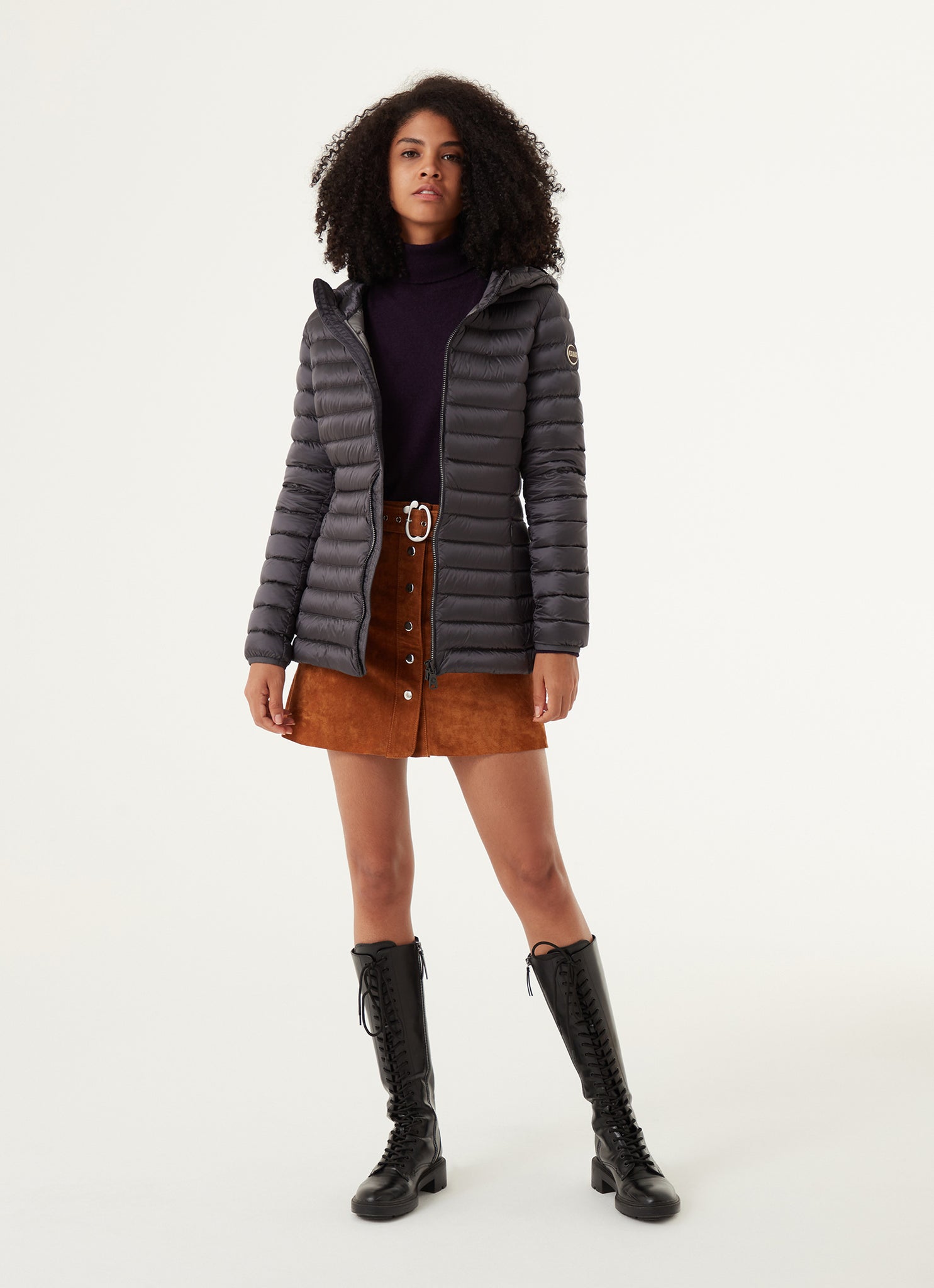 Piumino Lucido Lunghezza Media / Grigio - Ideal Moda