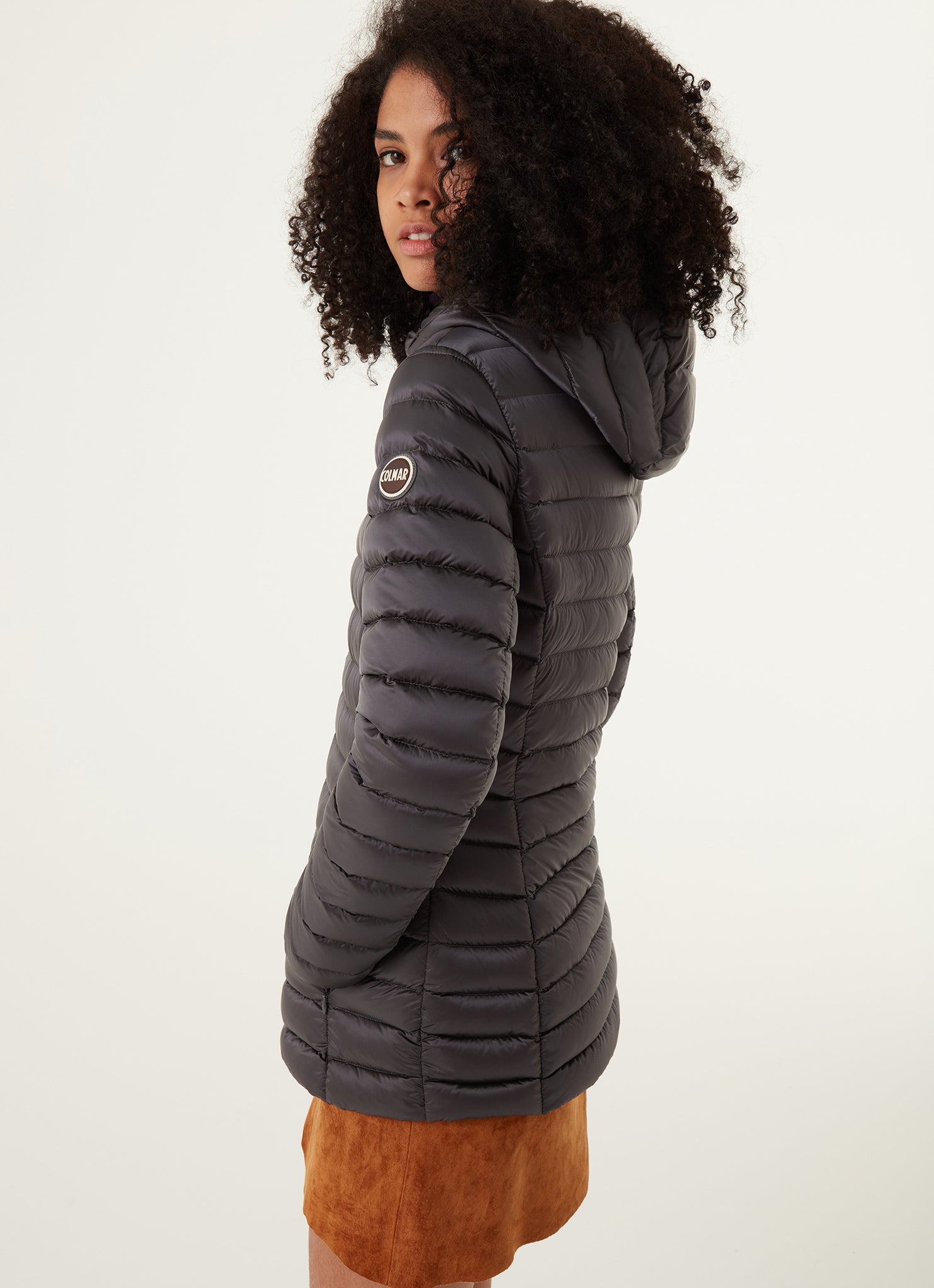 Piumino Lucido Lunghezza Media / Grigio - Ideal Moda