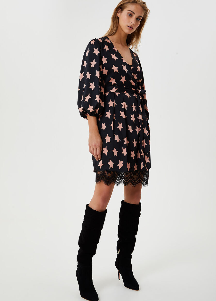 Vestito corto con fiocco / Nero - Ideal Moda