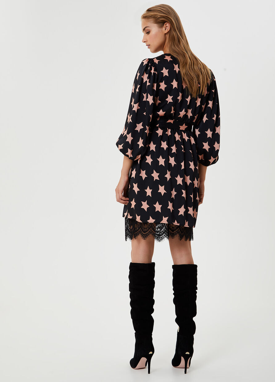 Vestito corto con fiocco / Nero - Ideal Moda