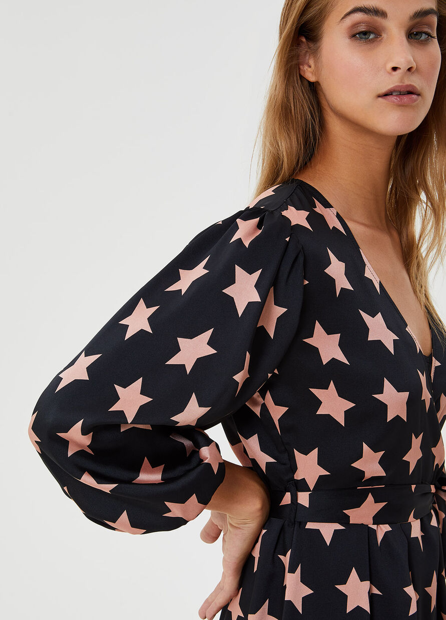 Vestito corto con fiocco / Nero - Ideal Moda
