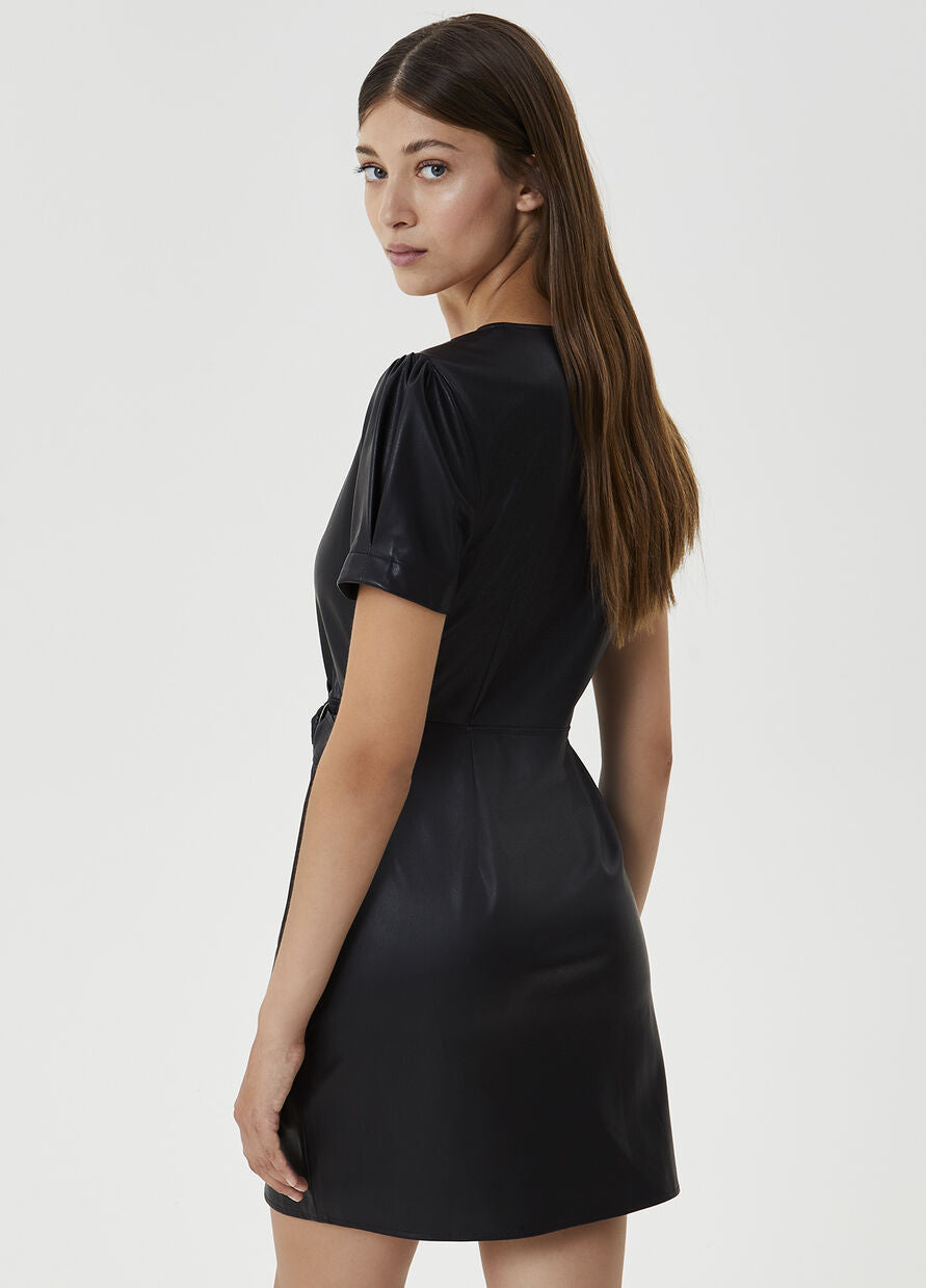 Vestito corto in similpelle / Nero - Ideal Moda