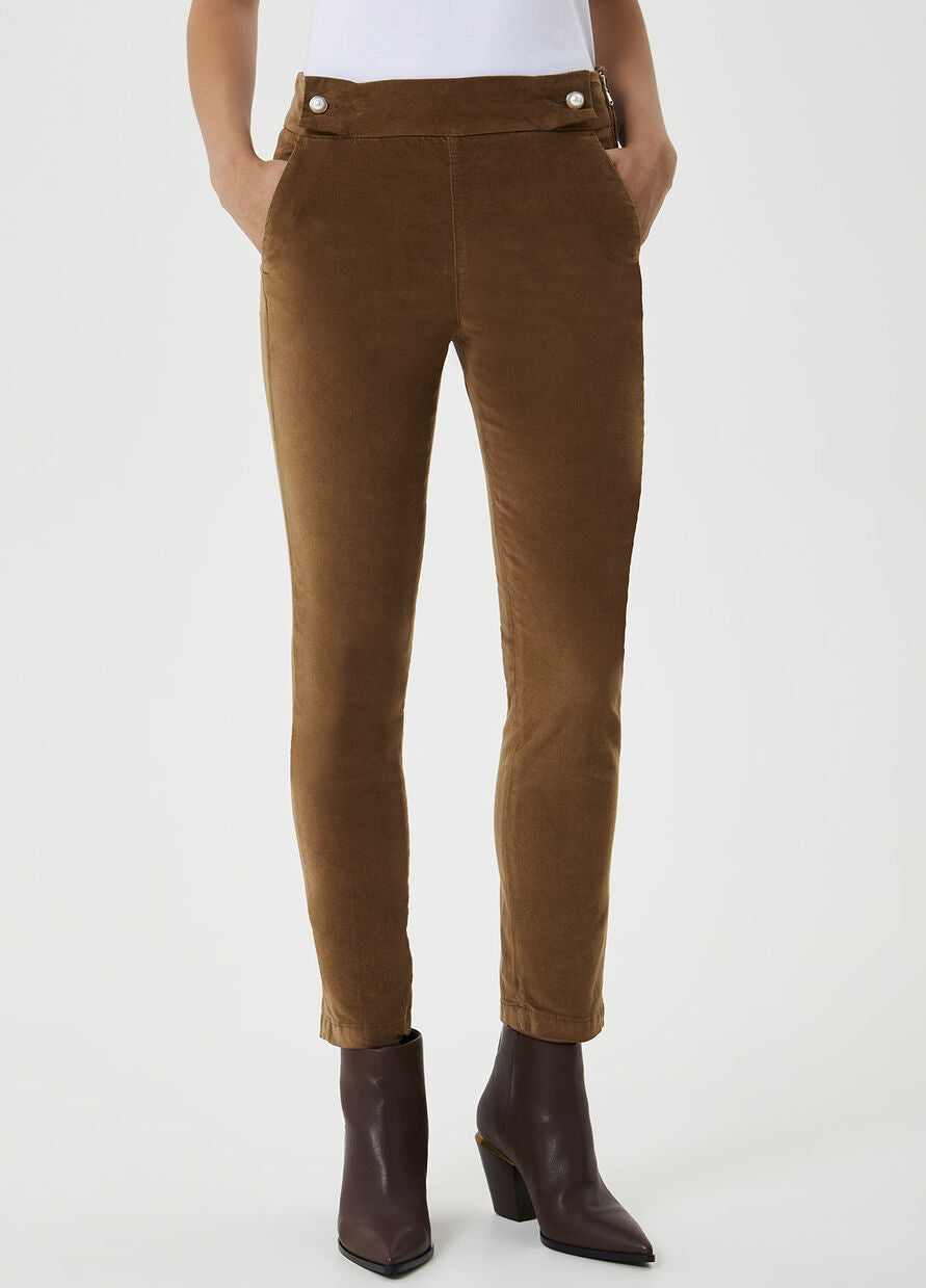 Pantalone cropped in velluto / Marrone - Ideal Moda