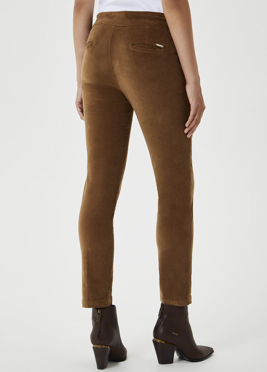 Pantalone cropped in velluto / Marrone - Ideal Moda