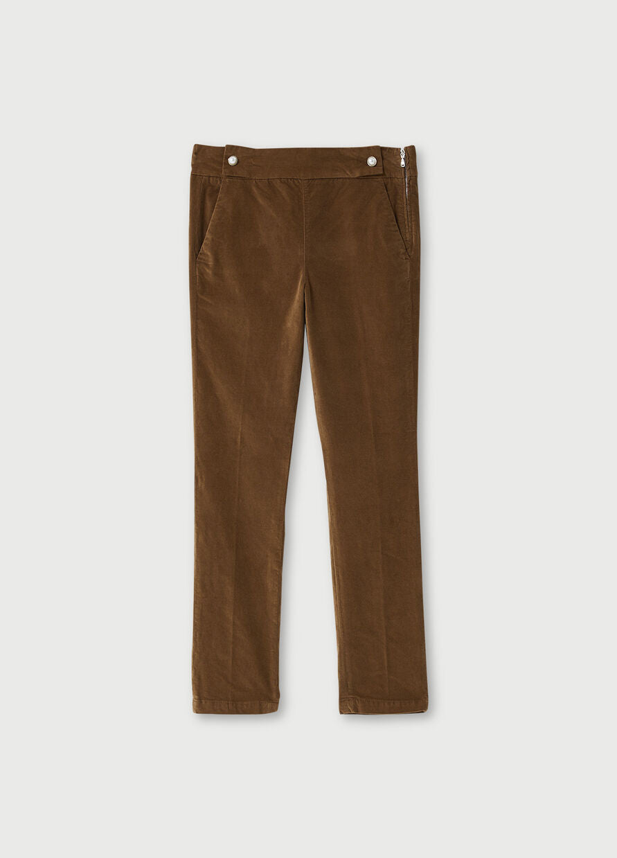 Pantalone cropped in velluto / Marrone - Ideal Moda