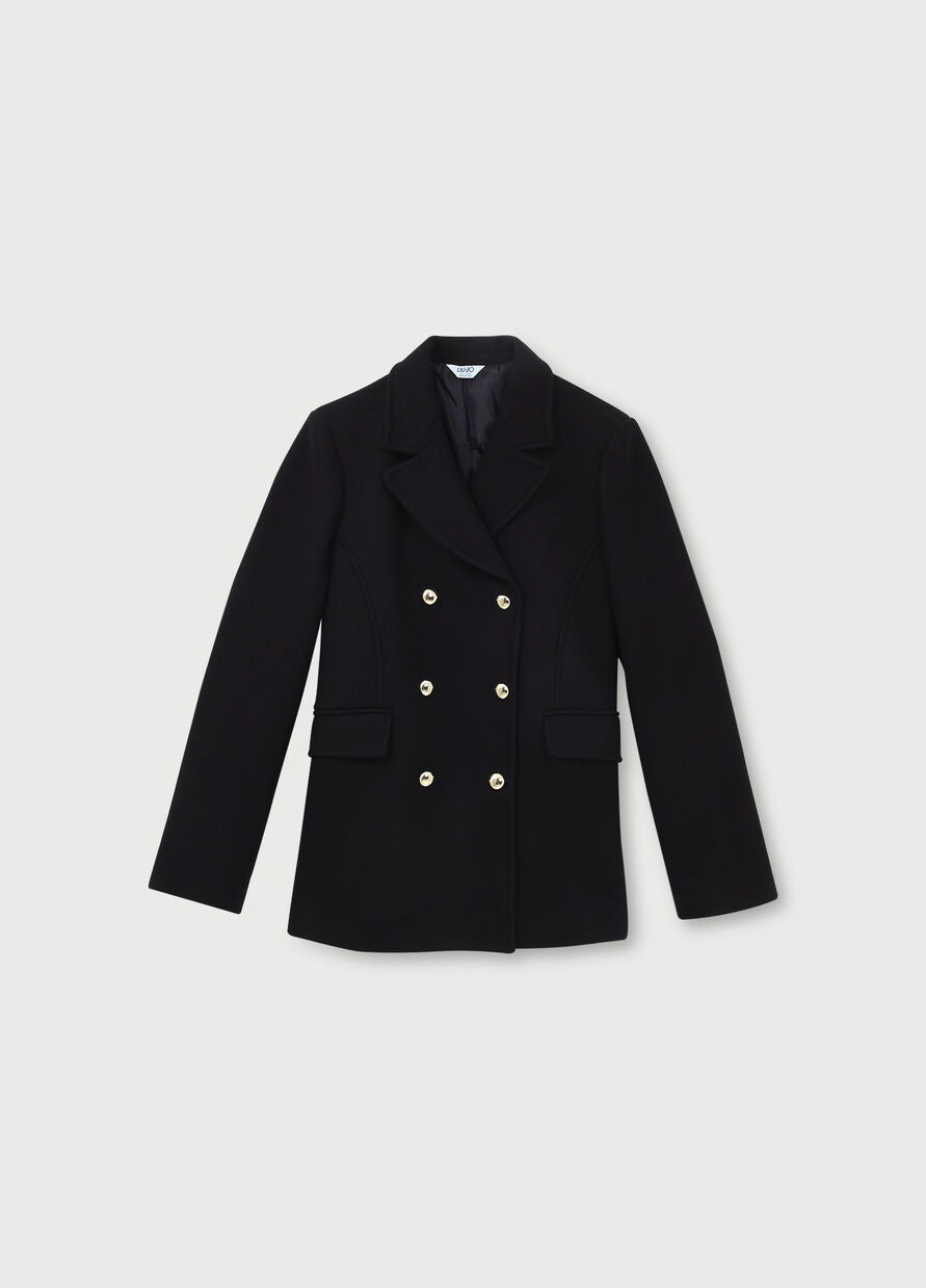 Cappotto doppiopetto / Nero - Ideal Moda