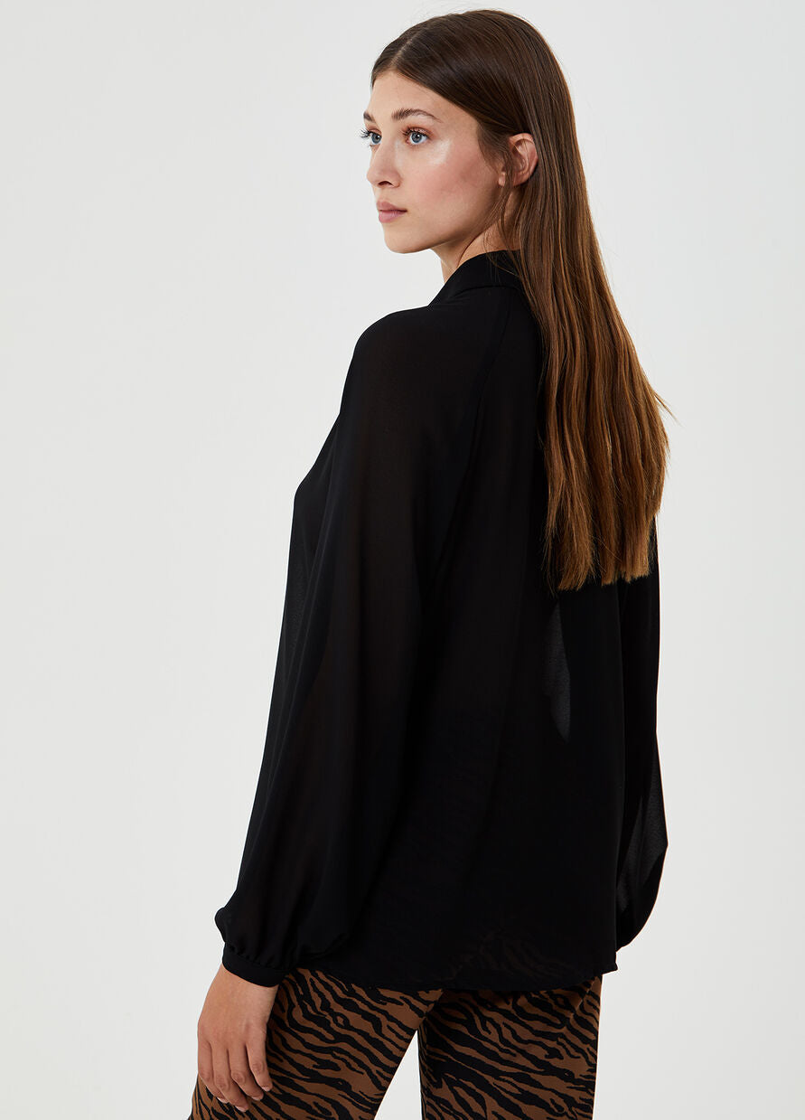 Camicia con fiocco / Nero - Ideal Moda