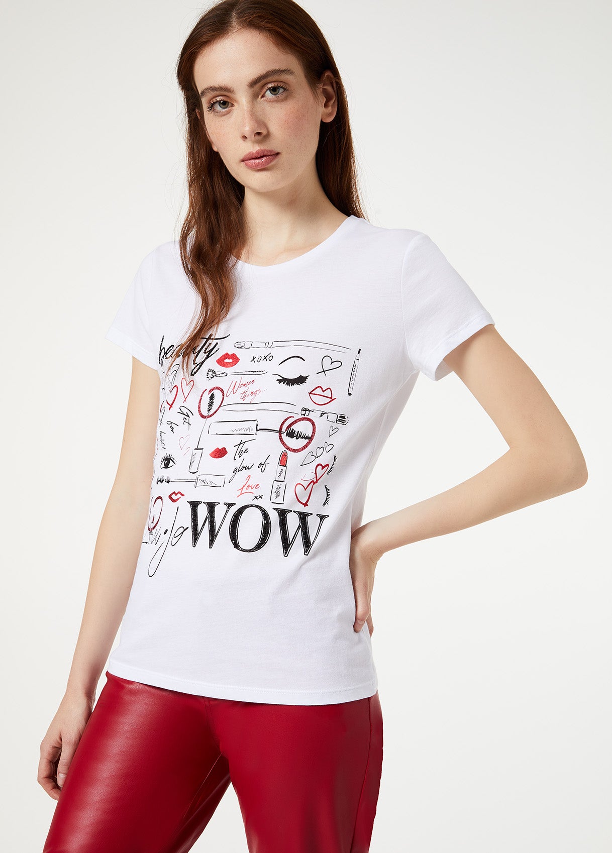 T-Shirt Con Stampa /  Bianco - Ideal Moda