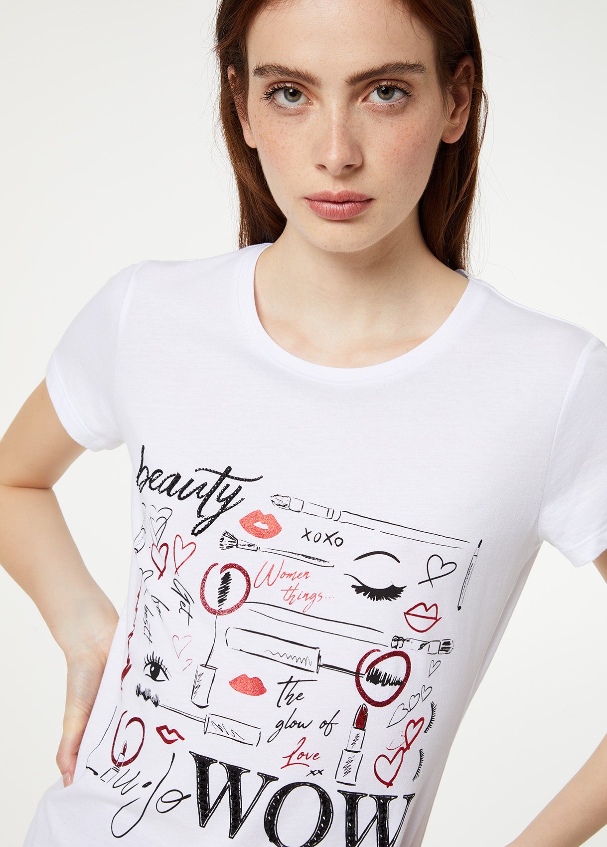 T-Shirt Con Stampa /  Bianco - Ideal Moda