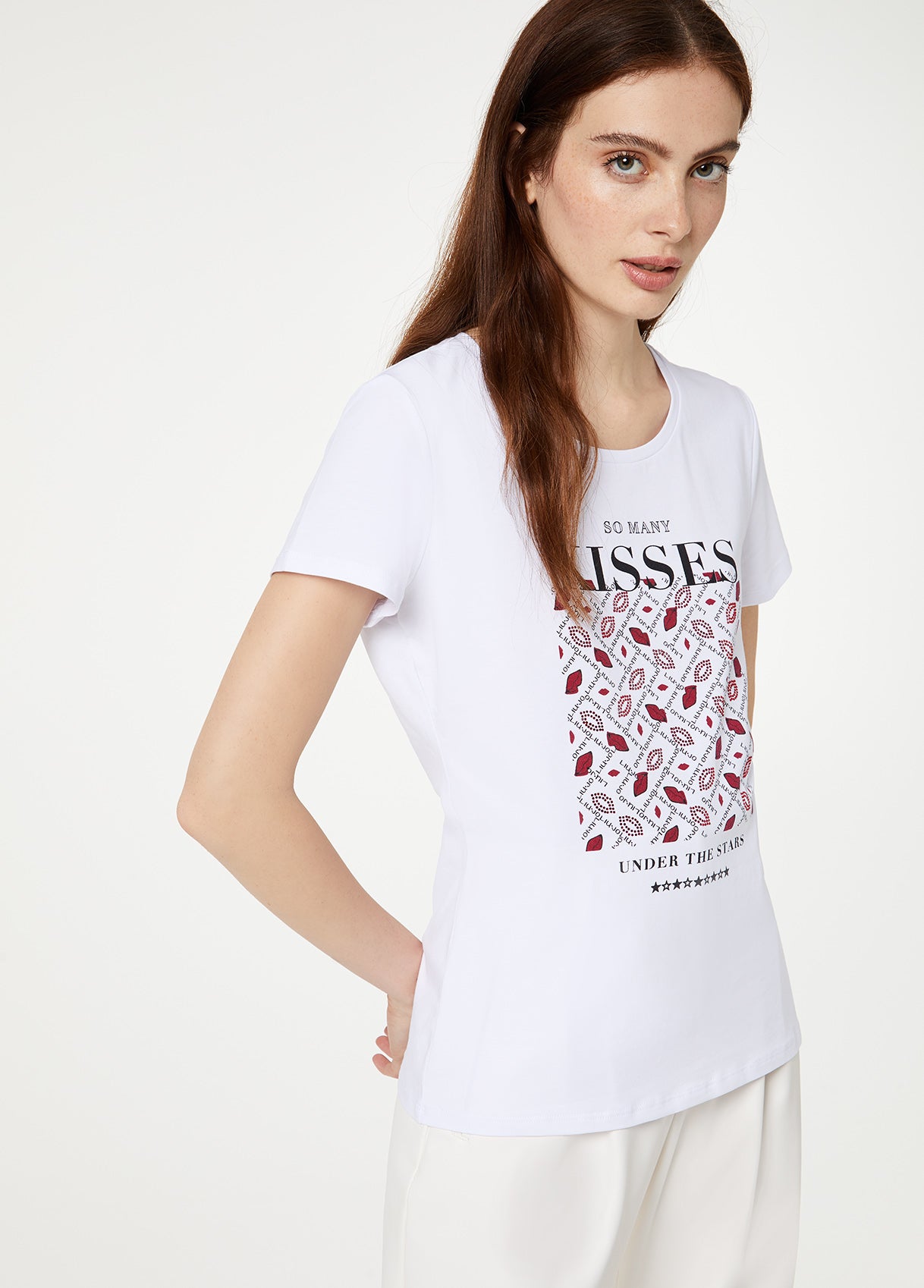 T-Shirt Con Stampa E Applicazioni / Bianco - Ideal Moda