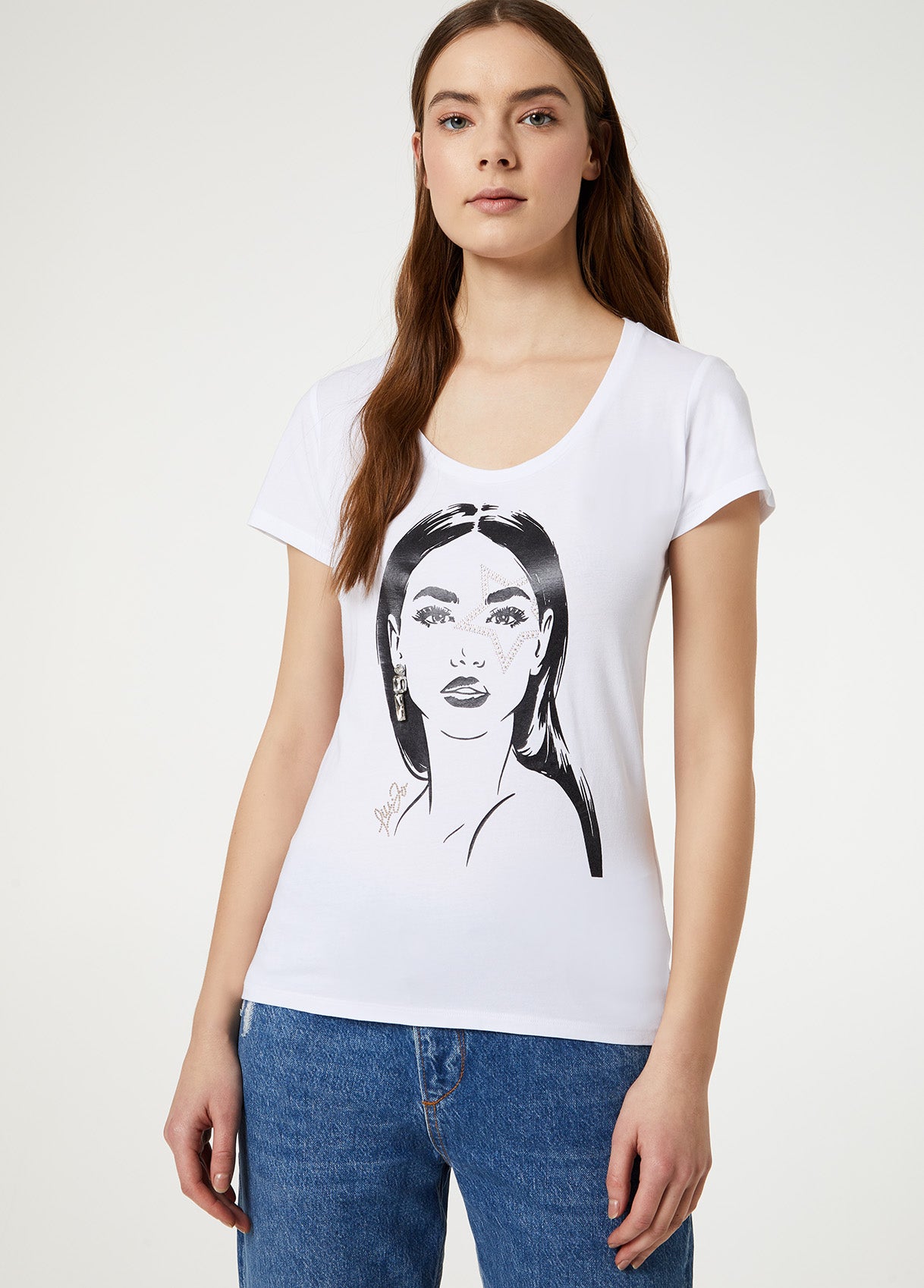 T-Shirt Con Stampa / Bianco - Ideal Moda