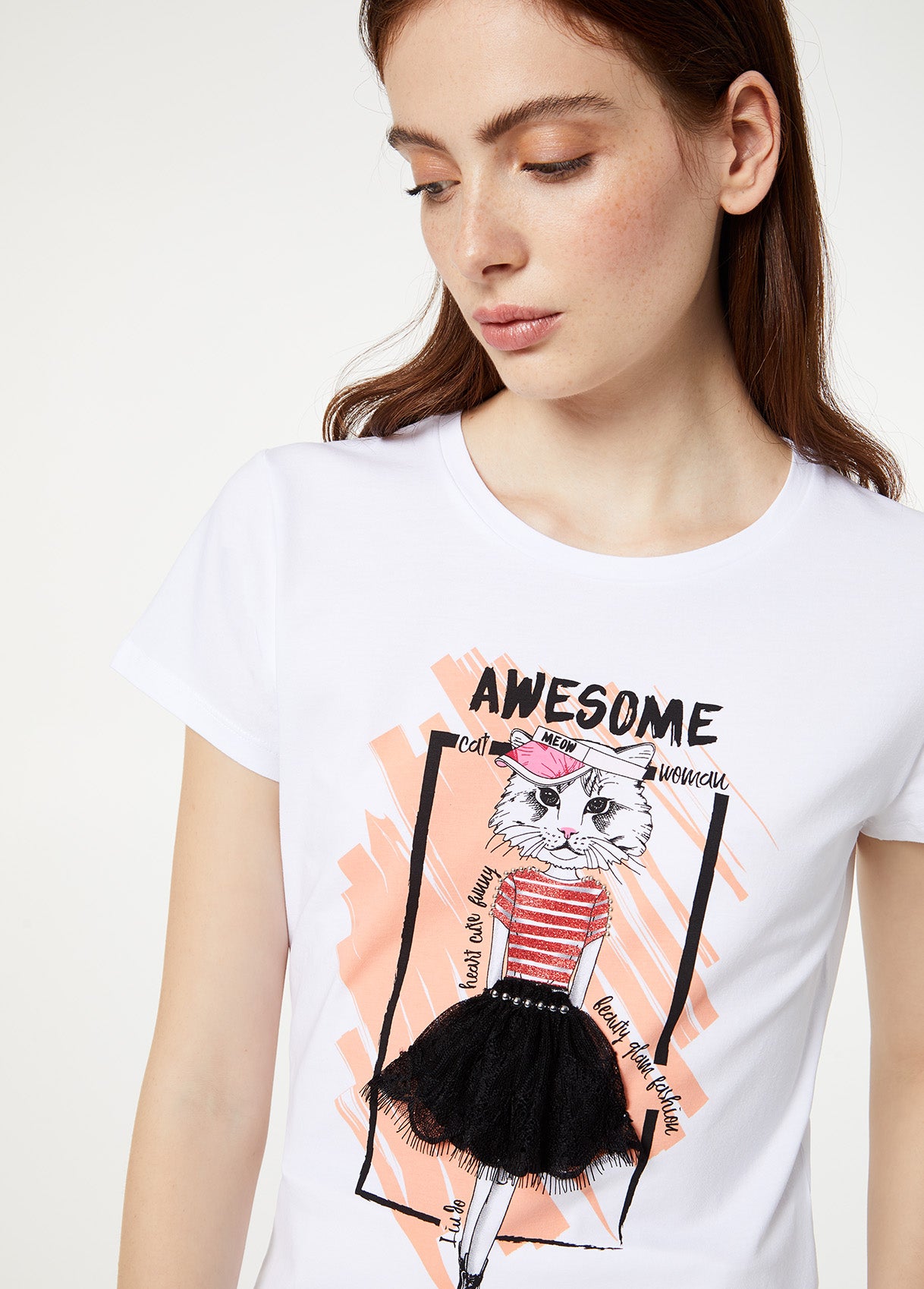 T-Shirt Con Stampa / Bianco - Ideal Moda
