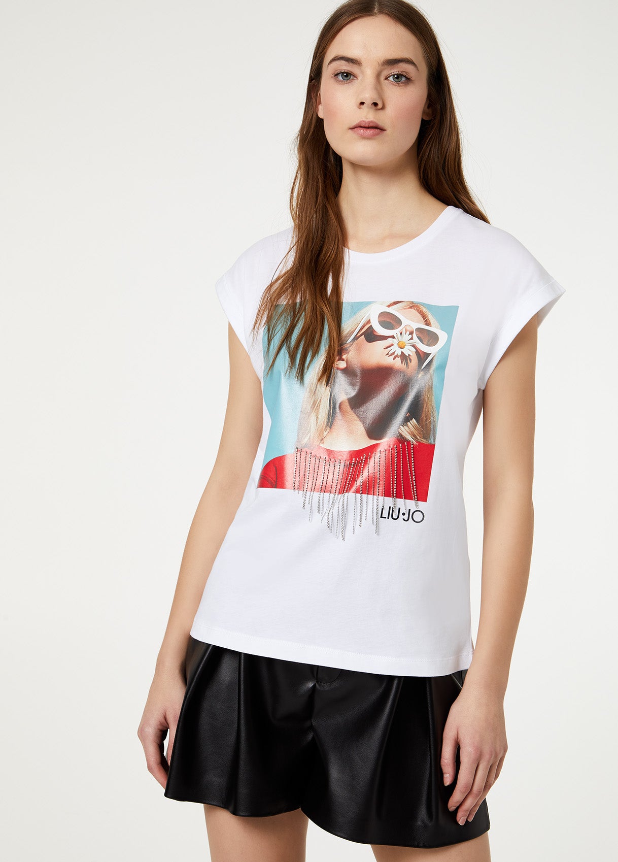 T-Shirt con stampa e applicazioni / Bianco - Ideal Moda