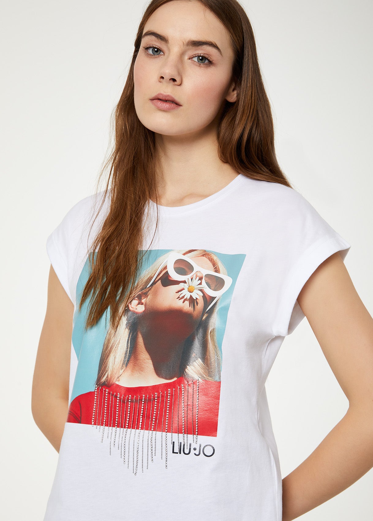 T-Shirt con stampa e applicazioni / Bianco - Ideal Moda