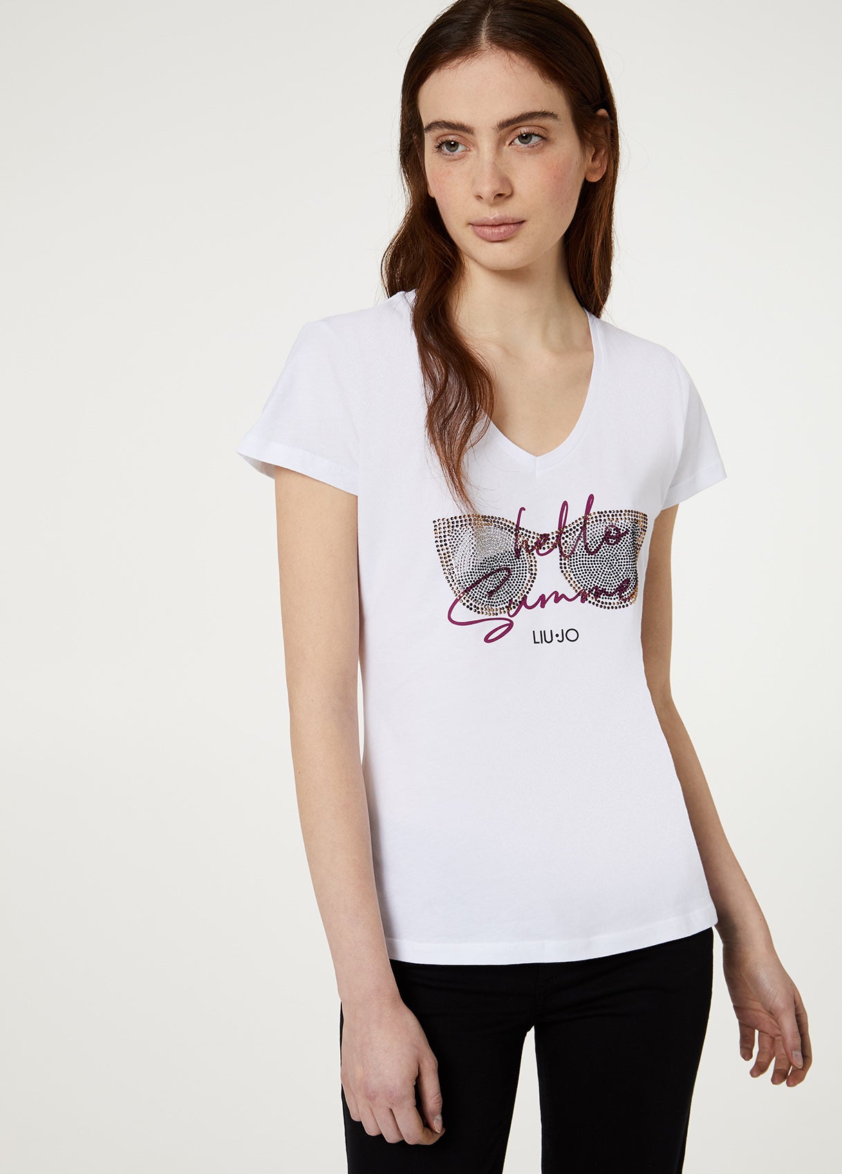 T-Shirt con stampa e applicazioni / Bianco - Ideal Moda