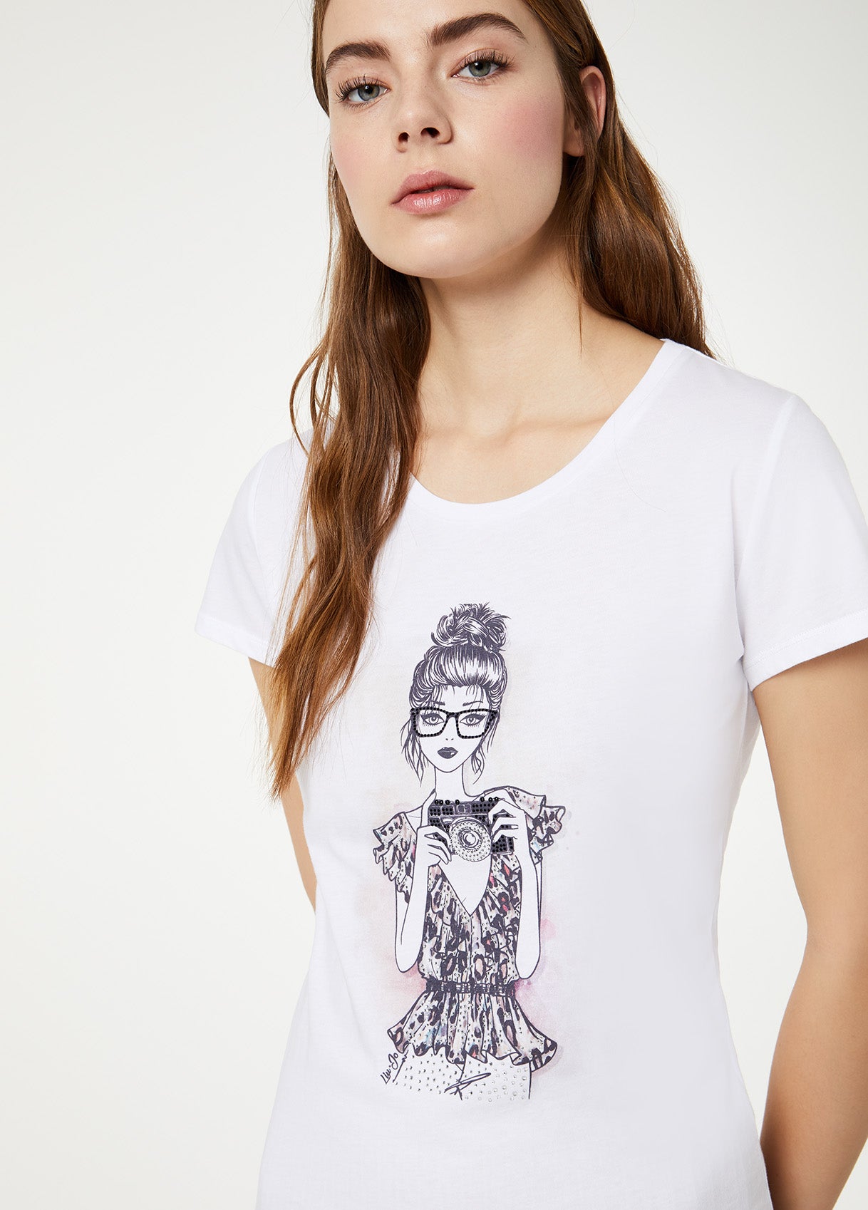 T-Shirt con stampa / Bianco - Ideal Moda
