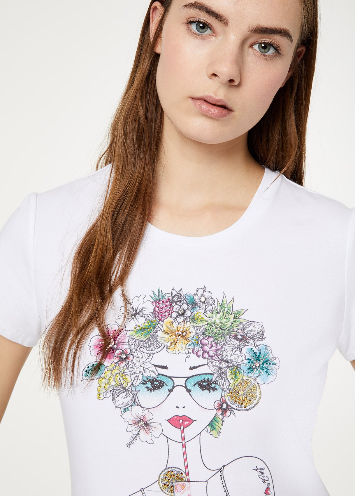 T-Shirt con stampa / Bianco - Ideal Moda
