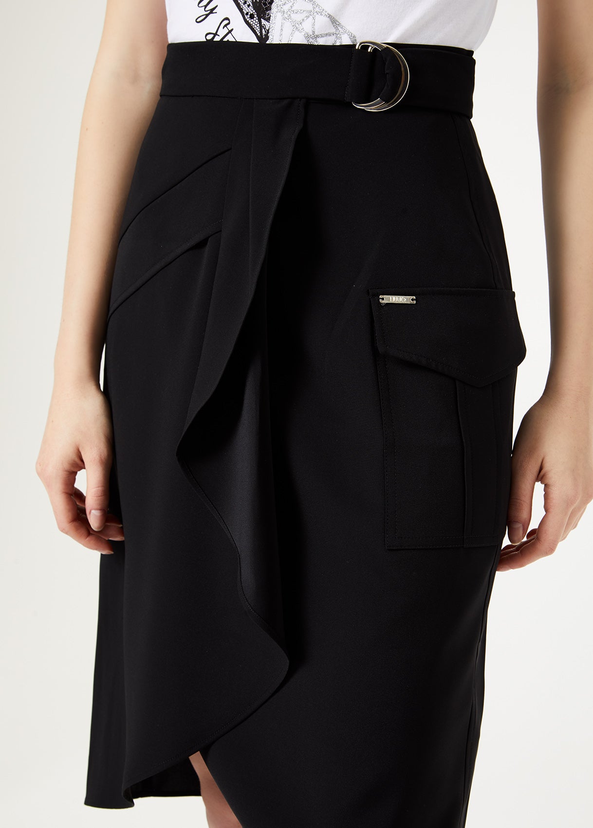 Gonna Midi A Portafoglio / Nero - Ideal Moda