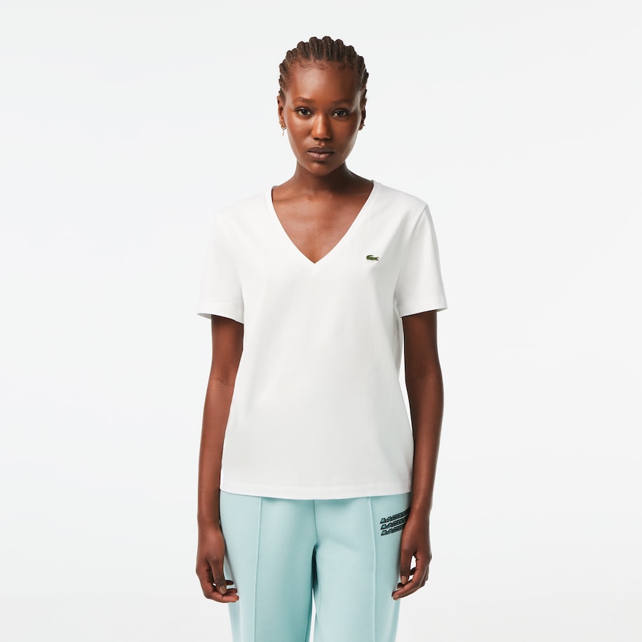 T-shirt da donna con scollo a V gomito manica corta estate T-shirt da donna con scollo a V gomito manica corta estate