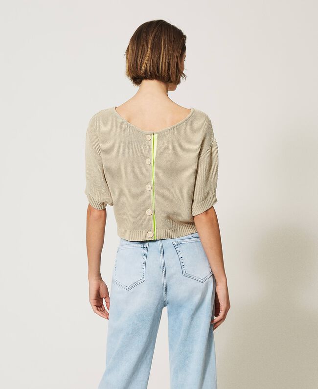 Cardigan-maglia in filato riciclato / Beige - Ideal Moda