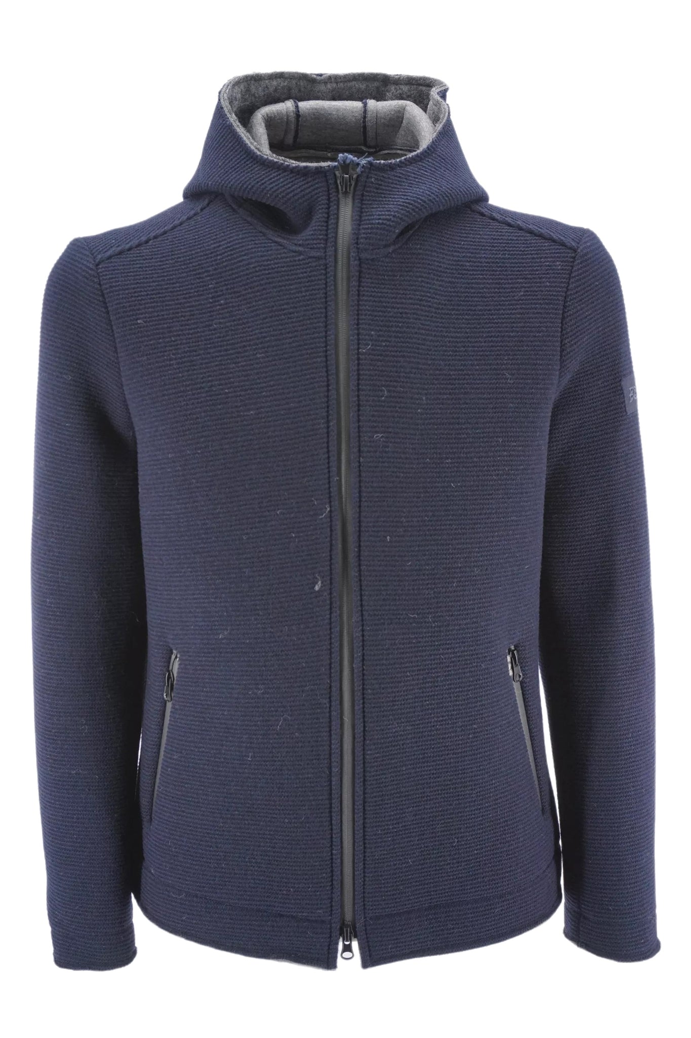 Giubbino in Lana con Cappuccio Bob / Blu - Ideal Moda