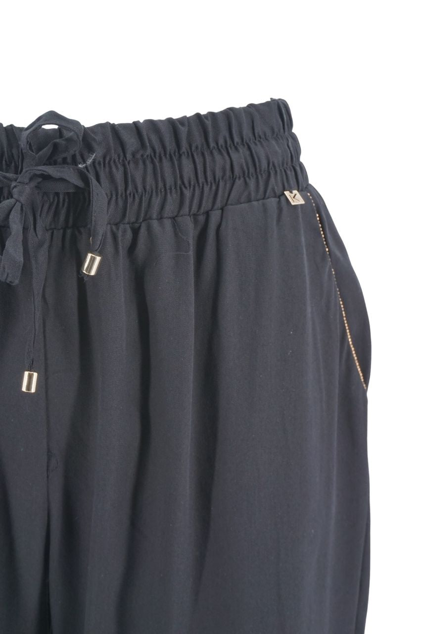 Pantalone Kocca con Coulisse / Nero - Ideal Moda
