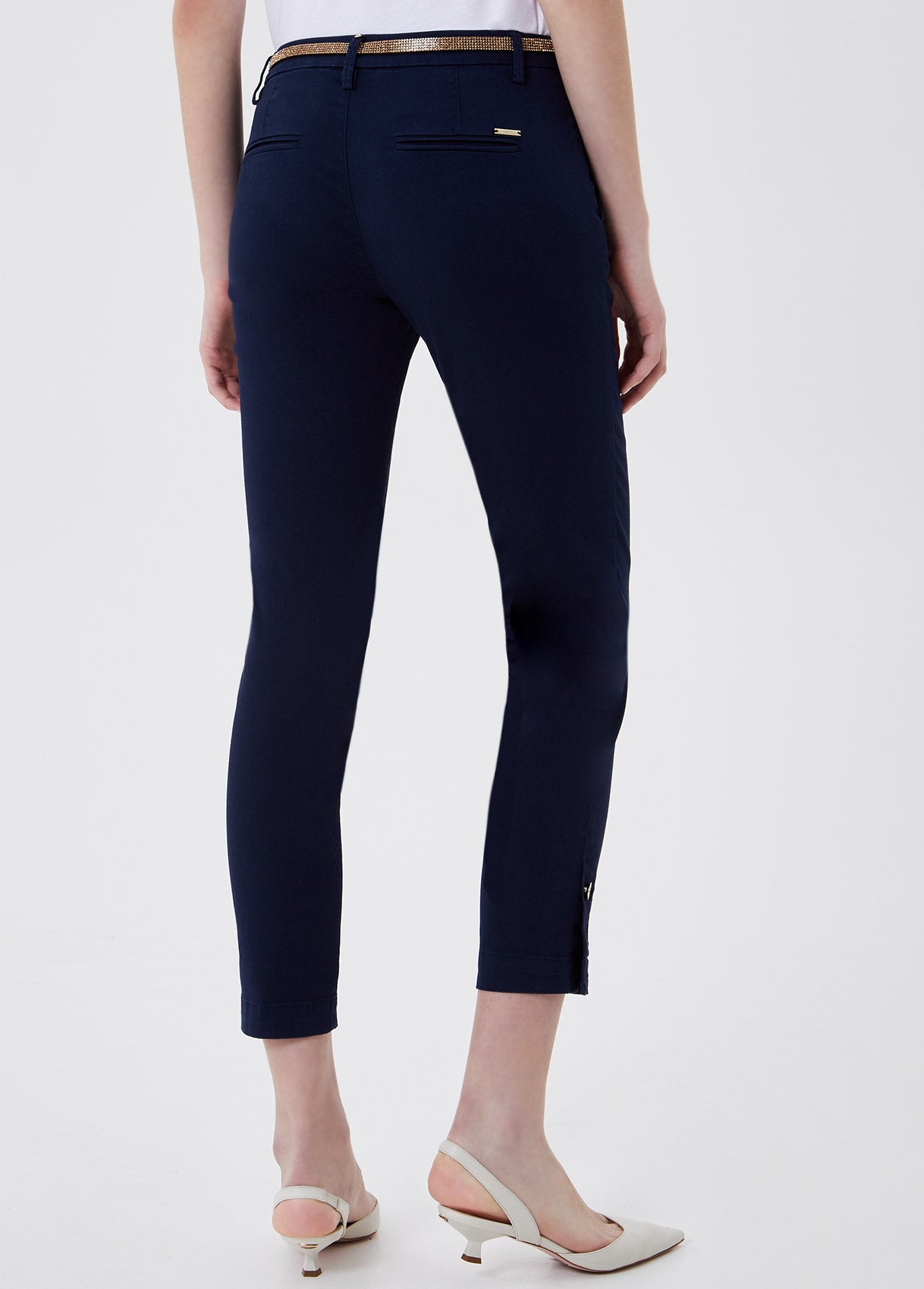 Pantalone chino con cintura / Blu - Ideal Moda