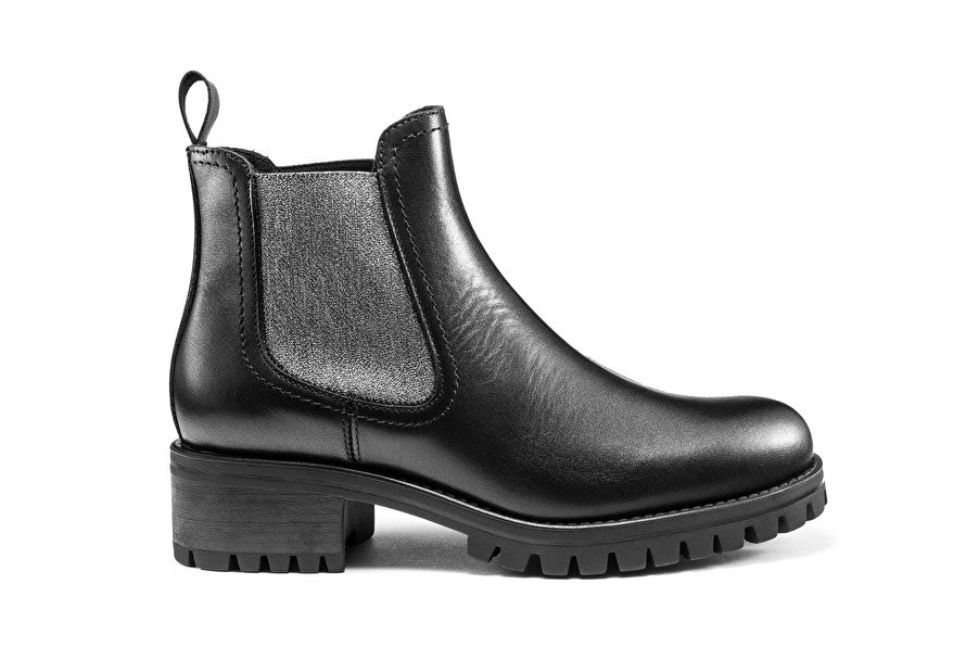 Beatles in pelle con elastico glitter / Nero - Ideal Moda