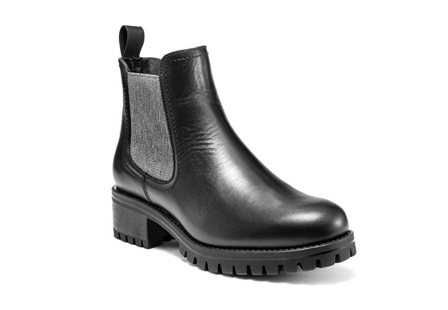 Beatles in pelle con elastico glitter / Nero - Ideal Moda