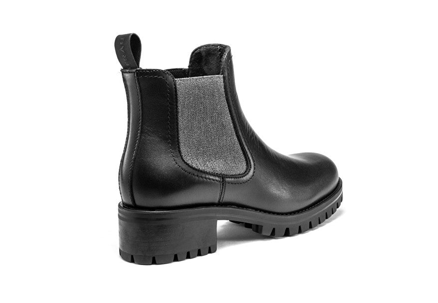 Beatles in pelle con elastico glitter / Nero - Ideal Moda